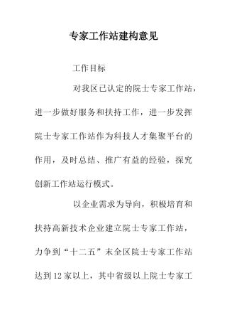 专家工作站建构意见