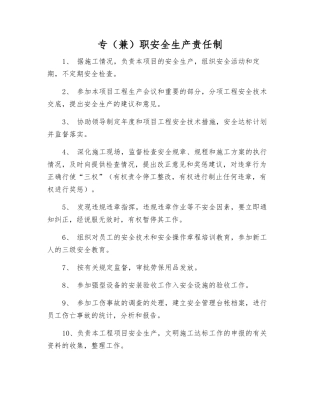 专职安全生产责任制