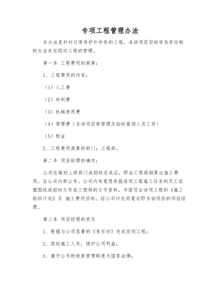 专项工程管理办法