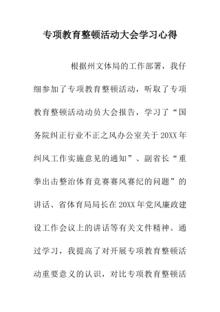 专项教育整顿活动大会学习心得