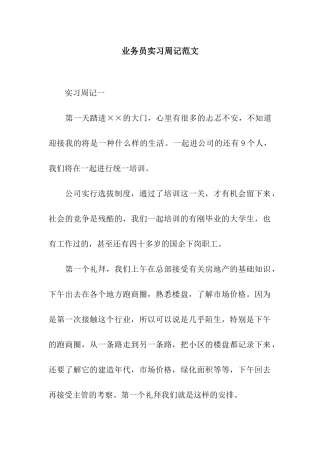 业务员实习周记范文