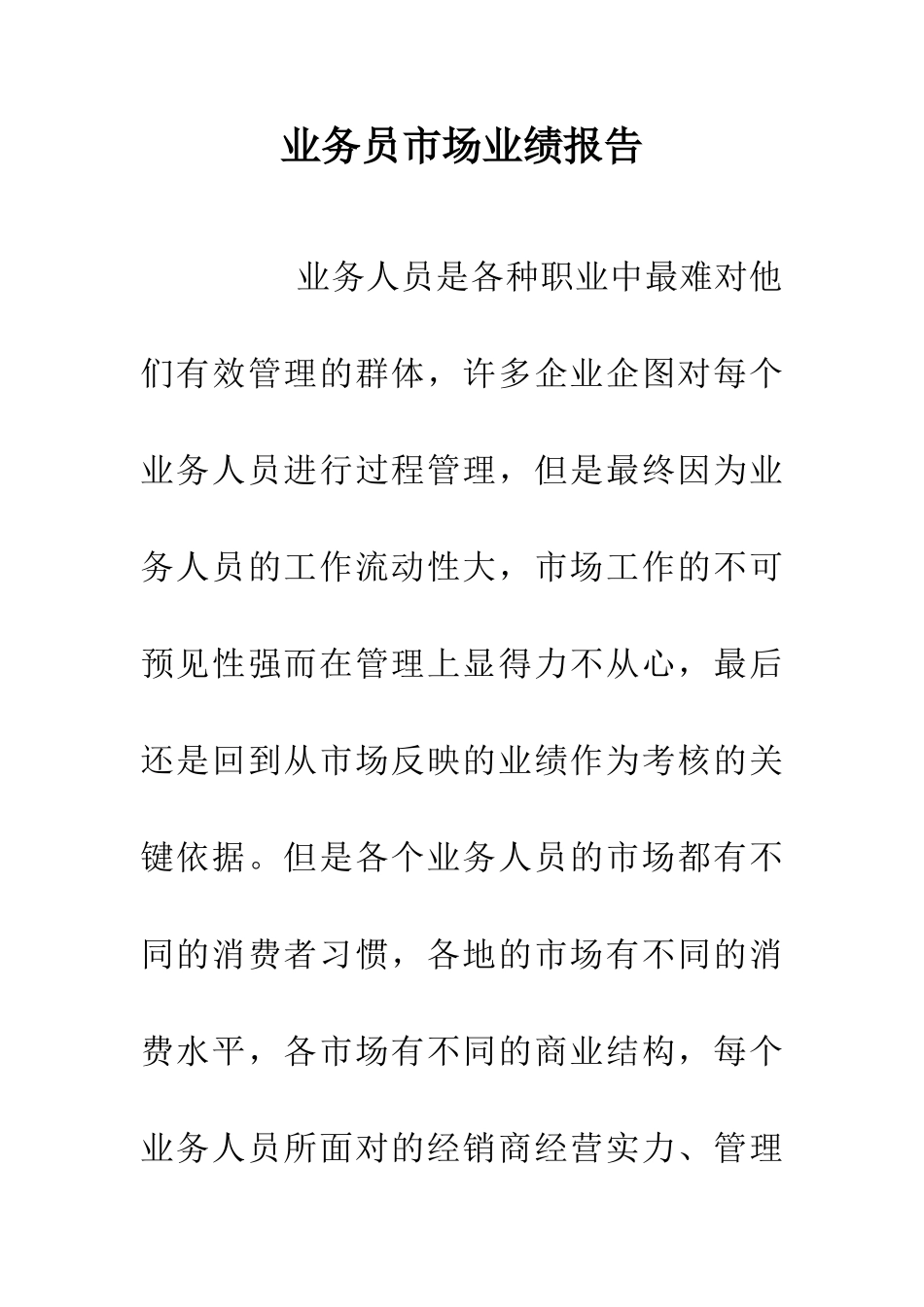 业务员市场业绩报告_第1页
