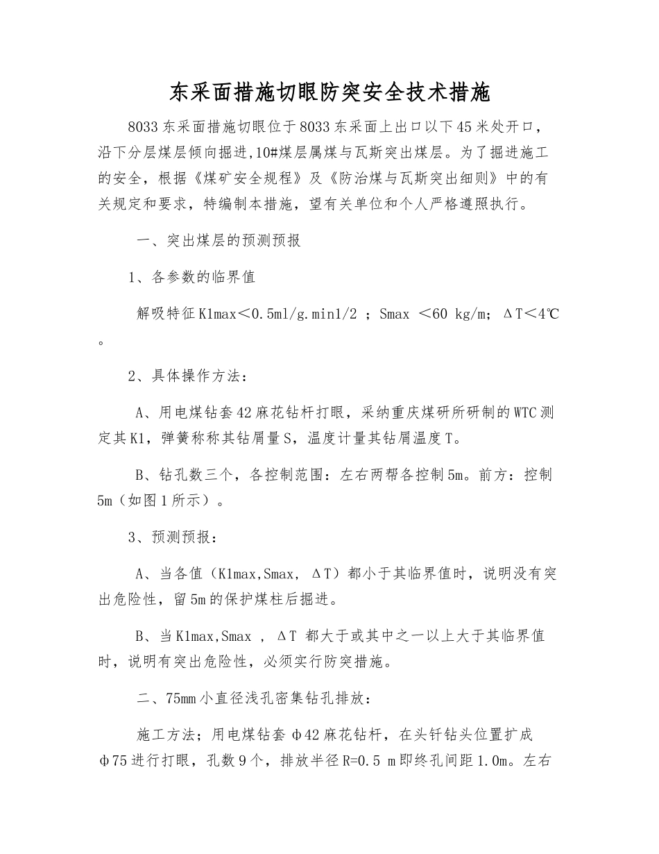 东采面措施切眼防突安全技术措施_第1页