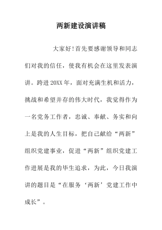两新建设演讲稿