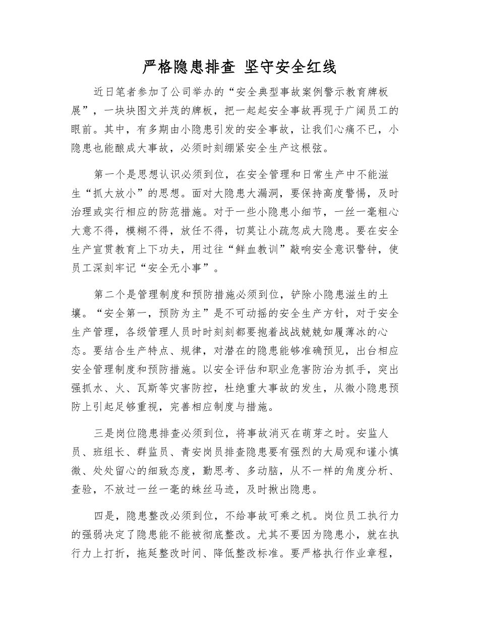 严格隐患排查-坚守安全红线_第1页