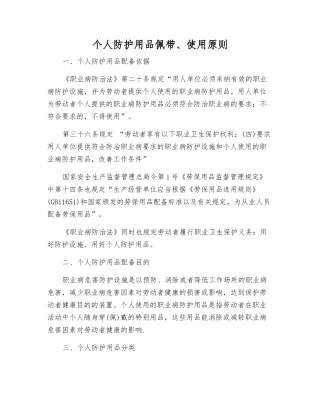 个人防护用品佩带、使用原则