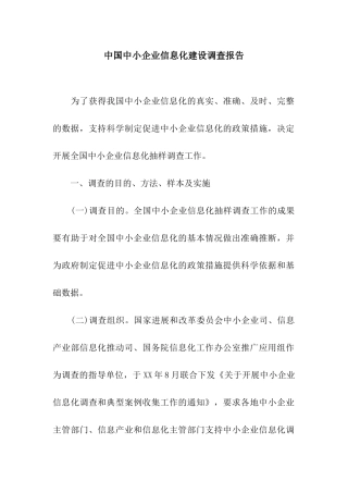 中国中小企业信息化建设调查报告