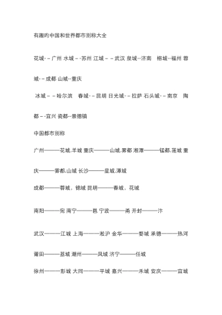 中国城市别称