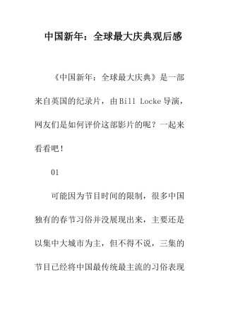 中国新年全球最大庆典观后感