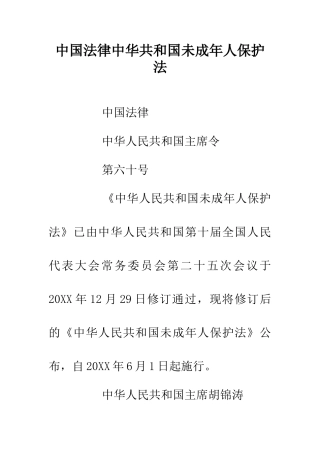 中国法律中华共和国未成年人保护法