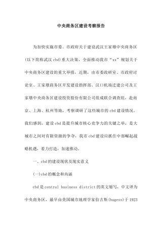 中央商务区建设考察报告