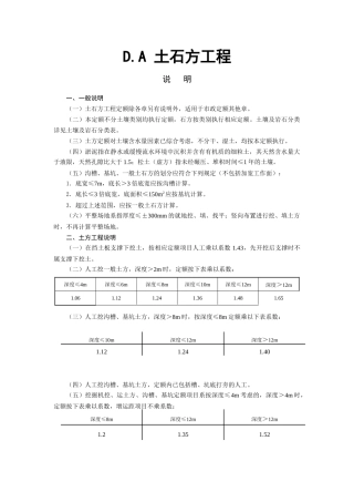 D市政工程计算规则及说明施工组织设计—四川省建设工程工程量清单计价定额