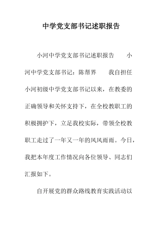 中学党支部书记述职报告-1