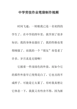中学劳技作业笔袋制作视频