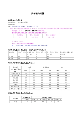 YORK产品手册风管阻力计算