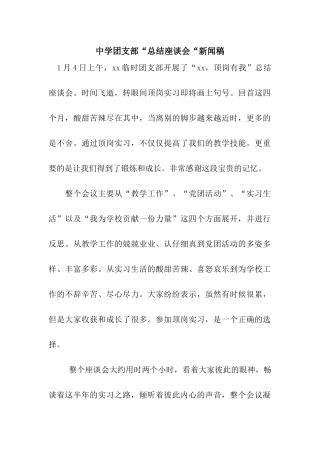 中学团支部“总结座谈会“新闻稿