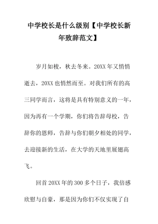 中学校长是什么级别
