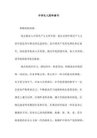 中学生入团申请书-2