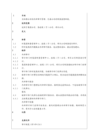 城市建设集团股份有限公司财务内部审计管理程序