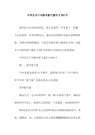 中学生关于写新年新气象作文800字