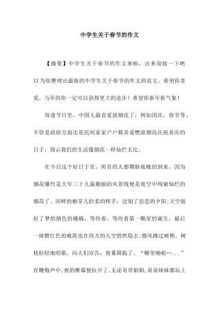 中学生关于春节的作文-1
