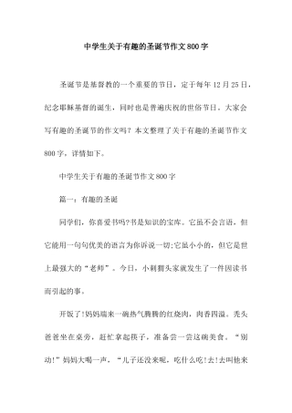 中学生关于有趣的圣诞节作文800字