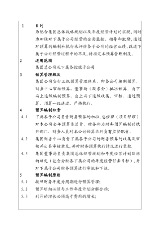 城市建设集团股份有限公司集团全面财务预算管理制度
