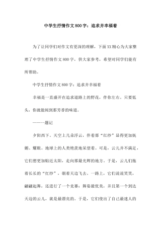 中学生抒情作文800字追求并幸福着