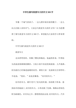中学生描写我爱冬天的作文900字