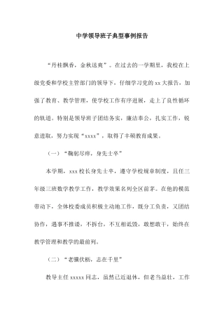 中学领导班子典型事例报告