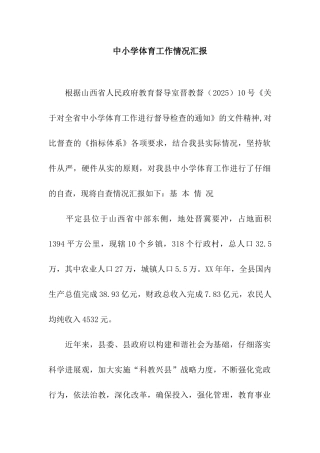 中小学体育工作情况汇报