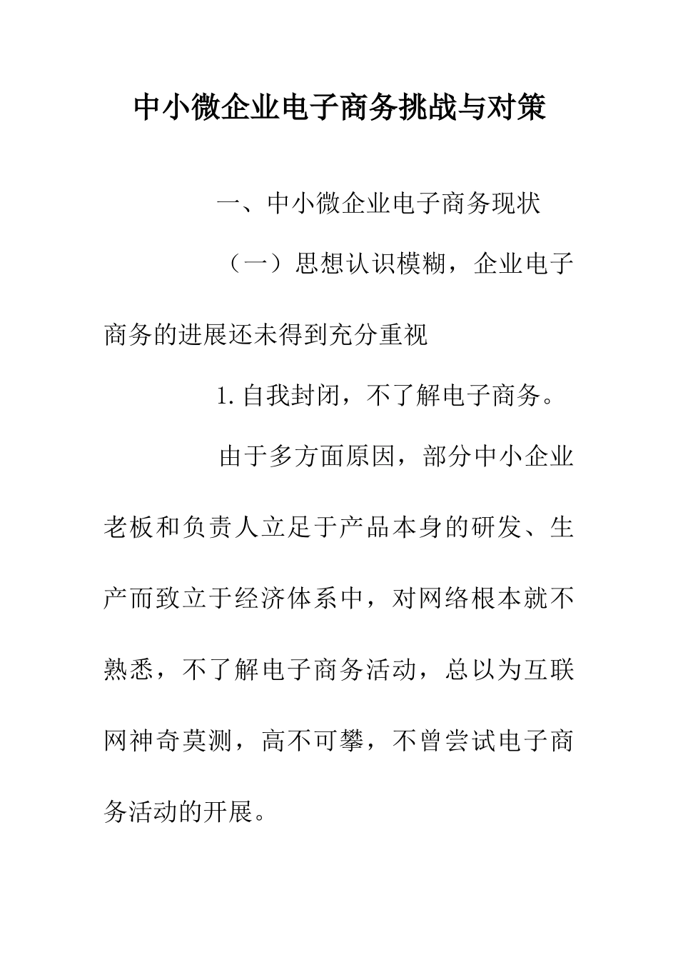 中小微企业电子商务挑战与对策_第1页