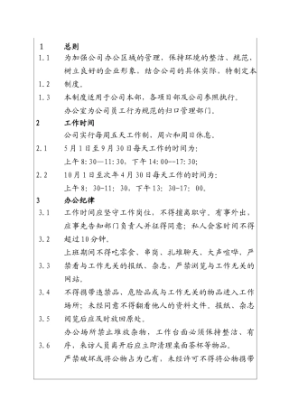 城市投资建设集团办公区域管理制度