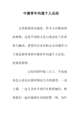 中德青年交流个人总结
