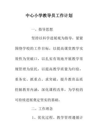 中心小学教导员工作计划