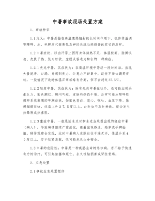 中暑事故现场处置方案