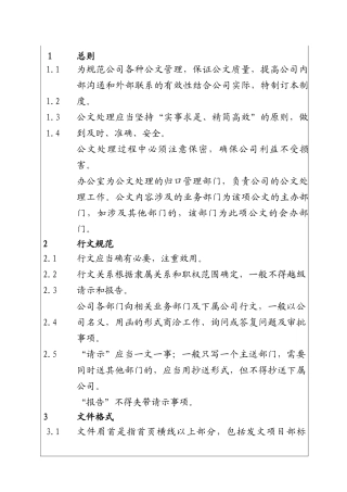 城市投资建设集团公文处理管理制度