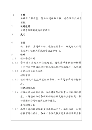 城市投资建设集团建筑材料（设备）内部招标程序