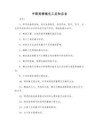 中级连续硫化工应知应会