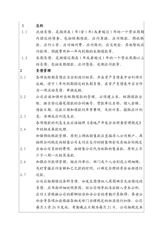 房地产开发企业公司负债管理细则