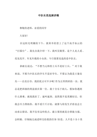 中队长竞选演讲稿