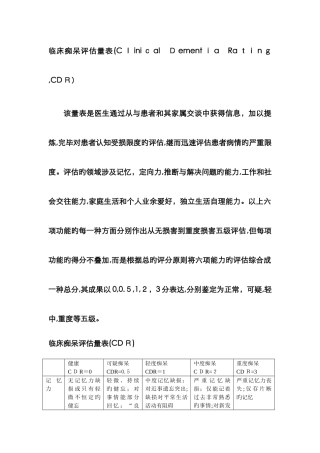 临床痴呆评定量表