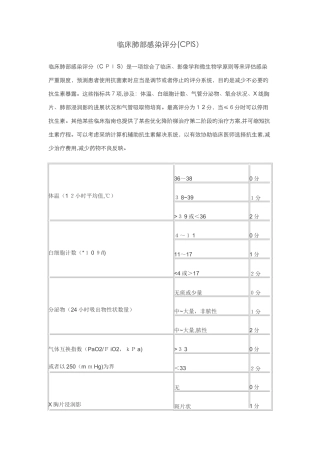 临床肺部感染评分
