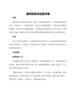 临时疏导点运营方案