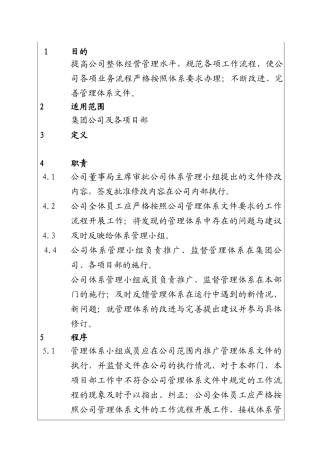 公司管理体系执行、修正工作程序