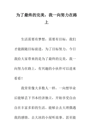 为了最终的完美-我一向努力在路上