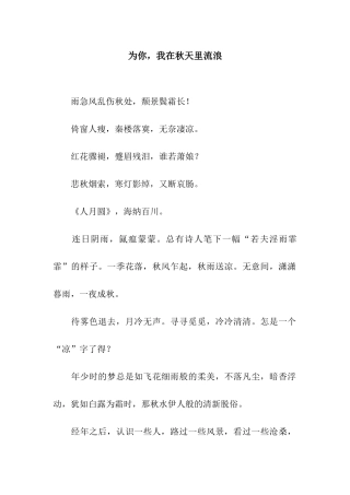 为你-我在秋天里流浪