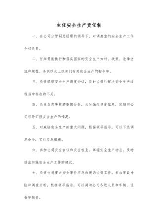主任安全生产责任制