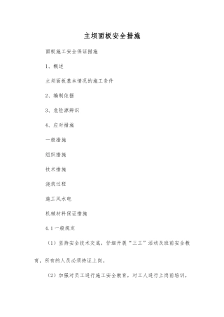 主坝面板安全措施