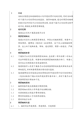 集团公司全面财务预算管理制度